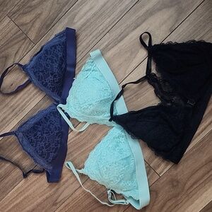 🔥Bundle of 3, Lace Bralette Set - Blue, Navy, Black